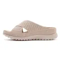 Beige fly-knit crossover slide sandals with thick cushioned platform sole for women - 35 / Apricot