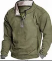 Detailansicht der olivgrünen Herren-Wildlederjacke mit Fleecekraken und Viertelreißverschluss - Grün