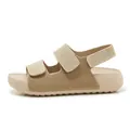 Comfortable women's woven double strap sandals with adjustable velcro straps in beige - 41 / Khaki