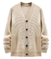 Détail du cardigan beige en maille avec motif de cage thoracique squelette en jacquard - 3XL / Hauts / Kaki