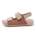 Comfortable knitted women sandals with double velcro straps in elegant mauve pink - 41 / Pink