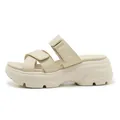 Chunky platform sandals for women in beige with adjustable hook and loop straps. - 41 / Apricot