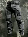 Men's tactical cargo pants featuring grey and black color-block patchwork design - 3XL / Bottoms / Gray