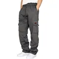 Men's loose fit fleece cargo pants with multi-pocket design and drawstring waist - S / Bottoms / Dark Gray