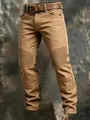 Detail of durable cotton men's cargo pants with ribbed knee panels for outdoor comfort - S / Bottoms / Khaki