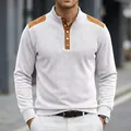 Dettaglio polo bianca a maniche lunghe in maglia a nido d'ape con inserti scamosciati - Taglia S / Top / Bianco