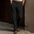 Vista detallada de pantalones de vestir negros para hombre con corte recto formal - S / Bottoms / Negro