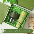 Coffret cadeau vert pratique avec tasse en verre et parapluie de protection UV en boîte - Gobelet en Verre Et Parapluie Solaire / Boîte cadeau / Vert