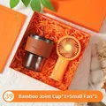Coffret cadeau comprenant une tasse en verre et un mini ventilateur portable orange - Gobelet en Verre Et Mini Ventilateur / Boîte cadeau / Orange