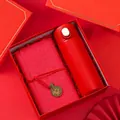 Coffret cadeau d'affaires rouge avec carnet en tissu et bouteille isotherme luxe - Coffret Cadeau Gourde + Carnet / Boîte cadeau / Rouge