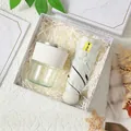 Coffret cadeau pratique avec tasse en verre et parasol dans une boîte - Gobelet en verre + Parapluie solaire / Boîte cadeau / Blanc