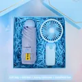 Coffret cadeau bleu comprenant un ventilateur portable et un parapluie - Parapluie + Mini Ventilateur (L1) / Boîte cadeau / Bleu