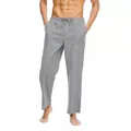Pantaloni casual da uomo in misto lino grigio chiaro con vita elastica e coulisse - Taglia S / Pantaloni e gonne / Grigio