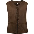 Gilet vintage marron en daim pour homme avec laçage avant pour costume médiéval - S / Hauts / Brun Foncé