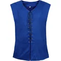 Détail du gilet médiéval bleu avec laçage frontal et œillets métalliques de style - S / Hauts / Bleu