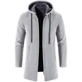 Chaqueta de punto de chenilla para hombre con capucha y forro polar cálido, abrigo gris - M / Tops / Gris claro