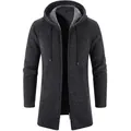 Cárdigan con capucha para hombre de chenilla forrado de felpa antracita con cremallera - M / Tops / Gris oscuro