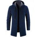 Chaqueta de punto de chenilla con capucha azul marino y forro polar para hombre - 3XL / Tops / Azul marino