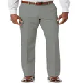 Detailed front view of men's grey linen blend trousers showing straight fit and slant pockets. - S / Gray