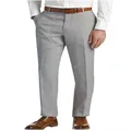 Detail showing the light gray linen fabric and straight-cut design of men's trousers - Light Gray
