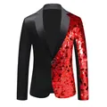 Modieus herencolbert met rode pailletten en zwart contrast voor feesten en optredens - S / Top (ALX46) / Rode Pailletten