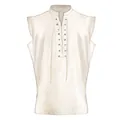Vintage men's medieval sleeveless tunic vest featuring a front lace-up design for Halloween. - S / Tops / Off White