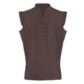 Detailed view of the dark brown lace-up medieval vest for men's vintage costume - S / Tops / Burgundy