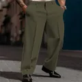 Vue détaillée d'un pantalon habillé vert olive pour homme à coupe droite en extérieur - S / Bas / Vert Militaire