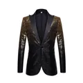 Gedetailleerde weergave van herenblazer met goud-zwarte gradiënt lovertjes voor podium - US Maat XS / Tops / Goud Zwart