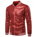 High-quality red sequin jacket for men, perfect for stage performances and parties - S / Tops / Red