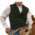 Elegant dark green herringbone waistcoat for men in a professional slim fit style - M / Tops / Army Green