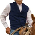 Men's slim fit navy blue herringbone waistcoat for formal business or casual wear - M / Tops / Navy Blue