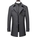 Cappotto in lana grigio da uomo stile business con elegante design a doppio collo. - M-170 / Top / Grigio