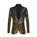 Vooraanzicht van de herenblazer met groen-gouden pailletten voor op het podium - Groen Goud