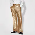 Stylish men's golden sequin plaid trousers for party performance and formal stage events - S / Bottom (YK17) / Gold