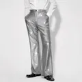 High-quality silver sequin grid performance trousers for men party and stage wear - S / Bottom (YK17) / Silver