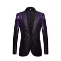 Elegante paars-zwarte gradiënt pailletten blazer voor heren, ideaal voor podium en feest. - Paars Zwart