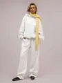 Two-piece white oversized hoodie and wide-leg trousers loungewear set for autumn and winter - S / Top And Bottom / White