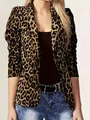 Vooraanzicht detail van een stijlvolle blazer met luipaardprint voor trendy damesmode - S / Tops / Luipaardprint