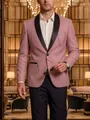 Elegant pink men's shawl collar blazer for wedding groom or formal business events - S / Tops / Lotus root pink