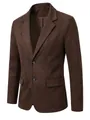 Dettaglio di un blazer in camoscio marrone da uomo con ampi revers e tasche a pattina - Taglia S / Top / Marrone scuro