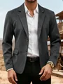 Veste de blazer vintage en daim anthracite pour hommes, coupe business décontractée - S / Hauts / Gris