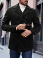 Nahaufnahme eines klassischen schwarzen Herren-Wollmantels im Urban Business Casual Style - Schwarz