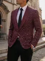 Detail van een bordeauxrode glanzende blazer met zilveren stippen voor feestkleding. - S / Tops / Bordeauxrood