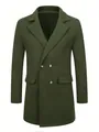 Vue détaillée du manteau en laine pour hommes à double boutonnage vert olive - S / Hauts / Vert Militaire