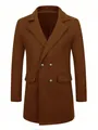 Vue détaillée d'un pardessus en laine marron à double boutonnage pour homme élégant - S / Hauts / Marron