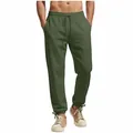 Men's olive green casual drawstring pants featuring adjustable hem and elastic waist - S / Bottoms / Army Green
