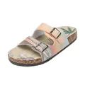 Sommerliche Strand-Sandalen mit Palmen-Print und verstellbaren Doppelriemen-Schnallen - 36 / Sonnenuntergang