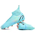 Professionelle hohe Fußballschuhe in Cyan mit orangen Stollen für festen Rasenboden - 33 / Mondblaue lange Stollen (X2308)