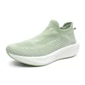 Light green breathable knit slip-on sock sneakers with thick white cushion sole - 36 / Fruit Green